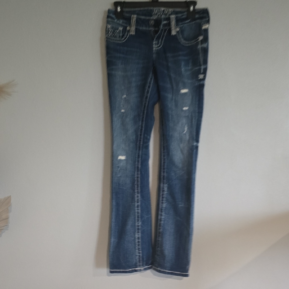 Miss Me Blue Boot Cut Jeans Distressed Faded